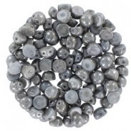 Czech 2-hole Cabochon beads 6mm Chalk White Grey Luster